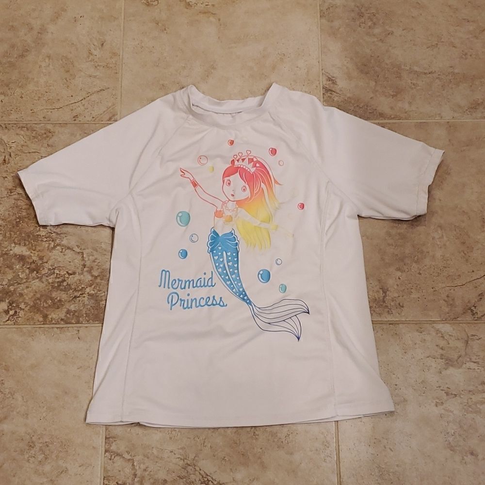 Girl's OP white mermaid rash guard